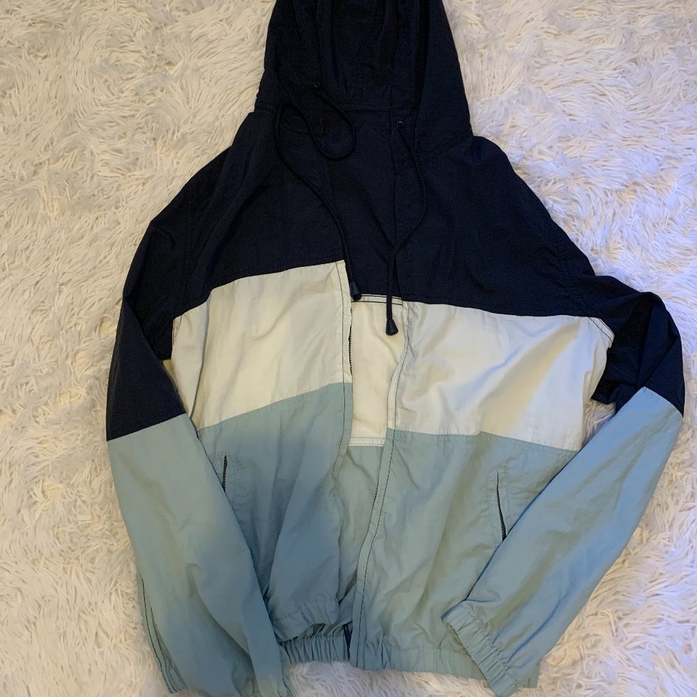 Stripped rain jacket